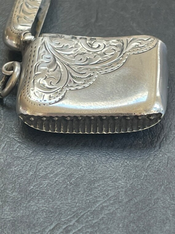 Antique Solid Silver Engraved Vesta Case Birmingh… - image 6