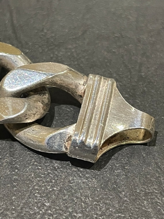 Huge Very Heavy Solid Silver Flat Curb Bracelet O… - image 4