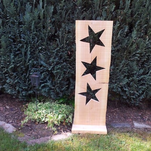 Larch plank with base - star board - wooden stele with star cutouts
