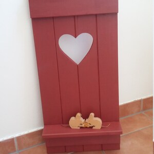 Wall backrest shutter heart board with shelf 70 cm x 32 cm Red