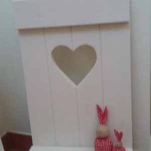 Wall backrest shutter heart board with shelf 70 cm x 32 cm White