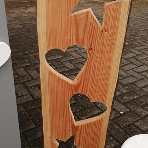 Larch plank with base - wooden stele with heart