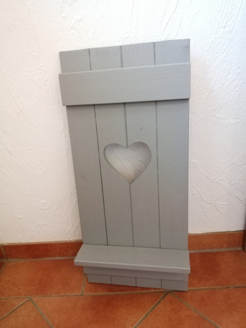 Wall backrest shutter heart board with shelf 70 cm x 32 cm image 1