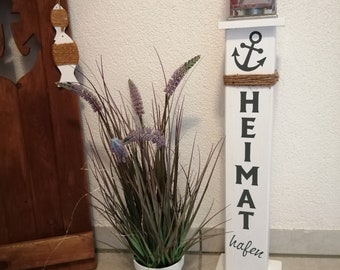 Heimathafen Dekosäule - Poller mit Laterne 85 cm hoch - maritime Deko