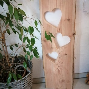 Larch wooden stele with cutouts - star board or heart board without base