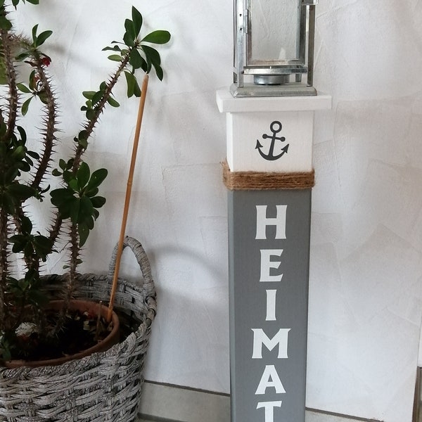 Heimathafen Dekosäule - Poller mit Laterne 85 cm hoch - maritime Deko