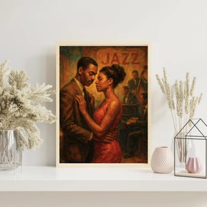Midnight Melody: Black Couples Dancing, Anniversary Gift, African American Art, African American Wall Art, African American Art Prints, Afro