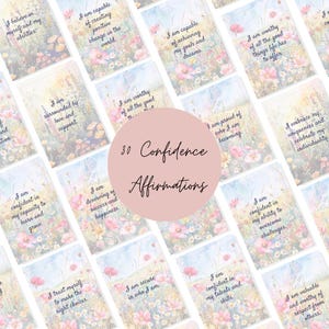 30 cartes d'affirmation de confiance sur le thème floral | « Être présent en ce moment » | Téléchargement numérique | Pleine conscience et soins personnels