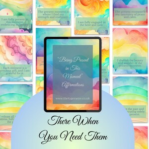 30 cartes d'affirmation sur le thème de l'arc-en-ciel | « Être présent en ce moment » | Téléchargement numérique | Pleine conscience et soins personnels