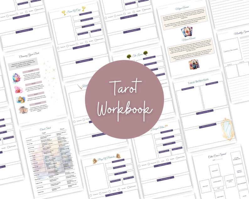 Tarot Workbook: 111-page Digital Download With Cheat Sheet, Worksheets ...