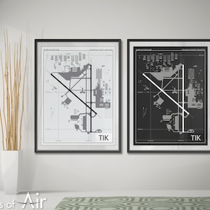 Tinker Air Force Base Art Print, TIK KTIK Airport Map Poster, Aviation Decor, Oklahoma County Airport Print, Pilot, 72d Air Base Wing