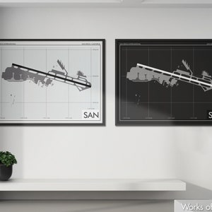 San Diego Intl Airport Art Print, SAN Airport Map Poster, Decoración de aviación, California Airport Print, Pilot Gift, Custom, Southwest Airlines