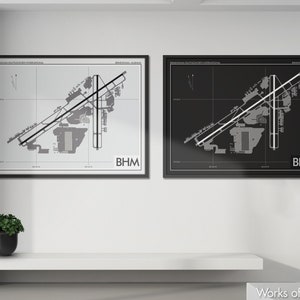 Birmingham – Shuttlesvalent International Airport Kunstdruck, BHM Karte Poster, Aviation Decor, Alabama Airport Print, Pilot Geschenk, Individuell