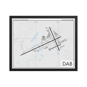 Daytona Beach International Airport Art Print, DAB Airport Map, Aviation Decor, Florida Flight School Airport, Pilot Gift, Embry Riddle