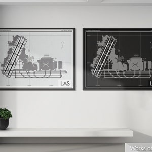 McCarran International Airport Kunstdruck, LAS Flughafen Karte Poster, Luftfahrt Dekor, Nevada Flughafen Druck, Pilot Geschenk, Custom, Spirit Airlines