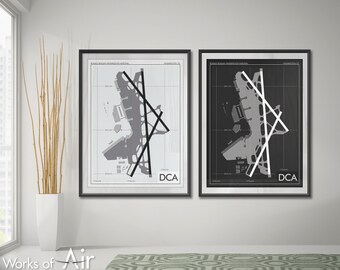 Ronald Reagan Washington National Airport Art Print, DCA Airport Map Poster, Aviation Decor, Virginia Airport Print, Pilot Gift, Custom