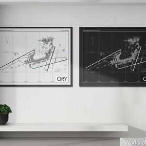 Paris Orly Airport Art Print, ORY Airport Map Poster, Aviation Decor, Paris France Airport Print, Pilot Gift, Custom, Aigle Azur HOP!