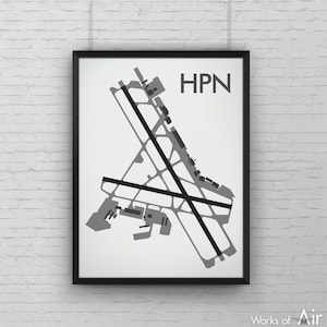 Westchester County Airport Minimal Art Print, HPN Airport Map Poster, New York, Aviation Decor, NY Minimalist, Pilot Gift, Custom