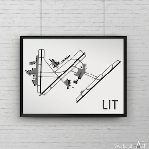 Bill et Hillary Clinton National Minimal Airport Art Print, LIT Minimalist Map Poster, Aviation, Little Rock Arkansas Print, Pilot Gift