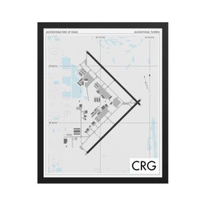 Jacksonville Executive at Craig Airport Art Print, CRG Airport Map Poster, Aviation Decor, Florida Airport Flight School, Pilot Gift, Custom