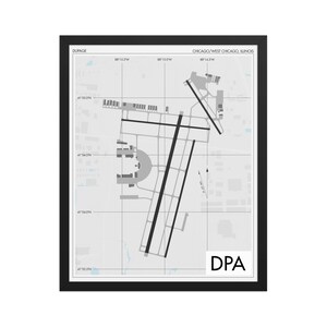 DuPage Airport Art Print, DPA Airport Map Poster, Aviation Decor, Illinois Airport Runway Print, Pilot Gift, Customizable, FBO Artwork