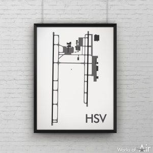 Huntsville International Minimal Airport Kunstdruck, HSV Flughafen Karte Poster, Luftfahrt Dekor, Alabama Minimalist Print, Pilot Geschenk, Custom