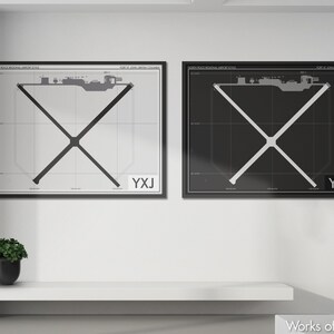 North Peace Regional Airport Kunstdruck, YXJ Flughafen Karte Poster, Luftfahrt Dekor, Fort St John Flughafen Flughafen Druck, Pilot Geschenk, Kanada Karte