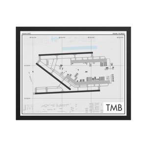 Miami Executive Airport Art Print, TMB Airport kaart poster, zwart/wit, luchtvaart decor, Miami Florida Airport print, piloot cadeau, aangepast