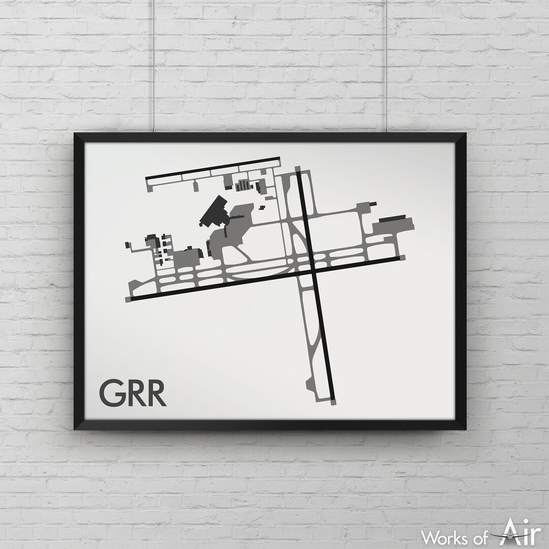 Gerald R Ford Intl Minimal Airport Art Print, GRR Minimalist Map Poster ...