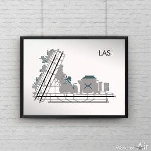 McCarran International Minimal Airport Kunstdruck, LAS Minimalistische Karte Poster, Luftfahrt Dekor, Nevada Landebahn Karte, Pilot Geschenk, Spirit Airlines