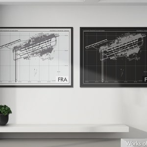 Frankfurt am Main Airport Art Print, FRA Airport Map Poster, Aviation Decor, Frankfurt Germany Airport Print, Pilot Gift, Custom, Lufthansa