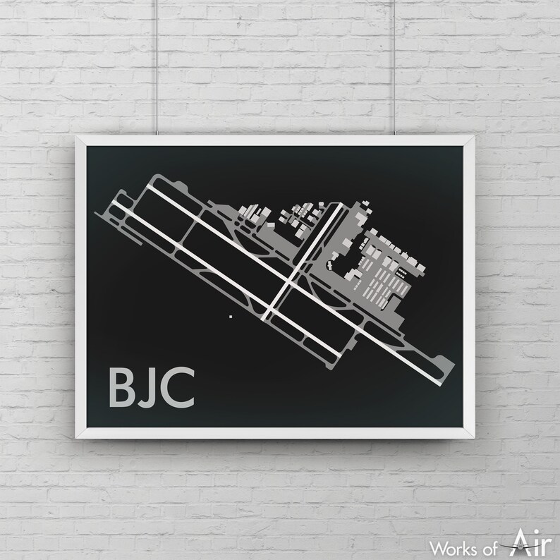 Rocky Mountain Metropolitan Minimal Airport Art Print, BJC Minimalist Map Poster, Aviation Decor, Broomfield Colorado Airport Print, Pilot image 2