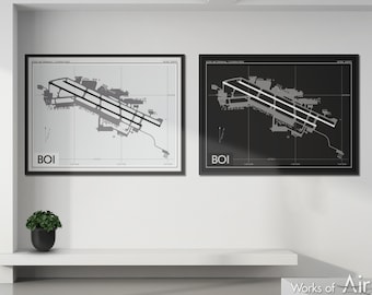 Boise Airport Art Print, BOI Map Poster, Aviation Decor, Boise Idaho Airport Print, Pilot Gift, Custom, Ada County, 124th Fighter Wing