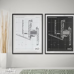 Washington Dulles International Airport Kunstdruck, IAD Flughafen Karte Poster, Flugzeug Dekor, Virginia Flughafen Landebahn Druck, Pilot Geschenk, Custom