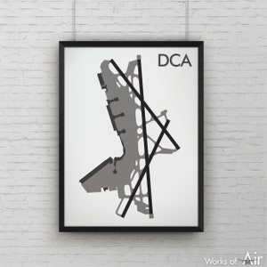 Ronald Reagan Washington National Minimal Airport Art Print, DCA Map Poster, Aviation Decor, Virginia, DC Minimalist Map, Pilot Gift image 1