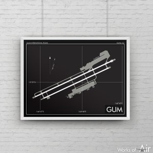 Antonio B Won Pat Intl Airport Art Print, GUM Airport Map Poster, Aviation, Guam Airport Print, Pilot Gift, Custom, Asia Pacific Airlines image 2