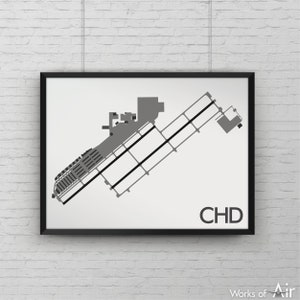 Chandler Municipal Minimal Airport Art Print, CHD Map Poster, Aviation Decor, Arizona Minimalist Airport Print, Pilot Gift, Maricopa County