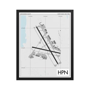 Westchester County Airport Art Print, HPN Airport Map Poster, Aviation Decor, New York Metro Hub Airport Runway Print, Pilot Gift, Custom