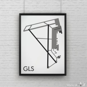 Scholes International at Galveston Minimal Airport Art Print, GLS Airport Map Poster, Aviation Decor, Texas Minimalist Print, Pilot Gift