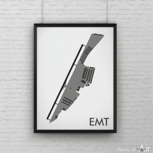 San Gabriel Valley El Monte Minimal Airport Art Print, EMT Airport Map Poster, Aviation Decor, California Minimalist Runway, Pilot Gift