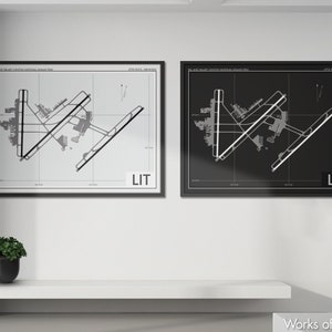 Bill et Hillary Clinton National Airport Art Print, LIT Airport Map Poster, Aviation Decor, Little Rock Arkansas Airport Print, Pilot Gift