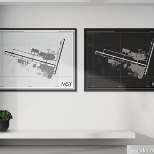 Louis Armstrong New Orleans Intl Airport Kunstdruck, MSY Flughafen Karte Poster, Flugzeug Dekor, Louisiana Flughafen Druck, Pilot Geschenk, Custom