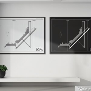 Kingman Airport Art Print, IGM Airport Map Poster, Aviation Decor, Arizona Airport Runway Print, Pilot Gift, Custom