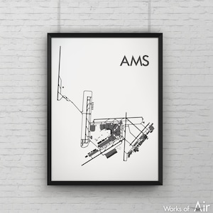 Amsterdam Schiphol Airport Minimal Art Print, AMS Airport Map Poster, EHAM Holland, Aviation Decor, Nederland Minimalistische Kaart, KLM Pilot