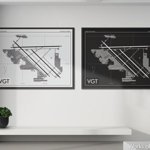 North Las Vegas Airport Kunstdruck, VGT Flughafen Karte Poster, Luftfahrt Dekor, Las Vegas Nevada Flughafen Druck, Pilot Geschenk, Custom