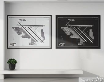 North Las Vegas Airport Art Print, VGT Airport Map Poster, Aviation Decor, Las Vegas Nevada Airport Print, Pilot Gift, Custom