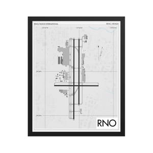Reno – Tahoe International Airport Art Print, RNO Airport Map Poster, Aviation Decor, Nevada Airport Runway Print, Pilot Gift, Customizable