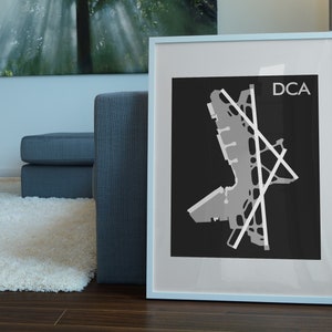 Ronald Reagan Washington National Minimal Airport Art Print, DCA Map Poster, Aviation Decor, Virginia, DC Minimalist Map, Pilot Gift image 8
