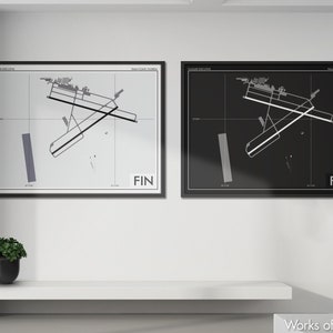 Flagler County Airport Art Print, FIN Airport Map Poster, Aviation Decor, Bunnell Florida Airport Print, Pilot Gift, Custom, Embry Riddle