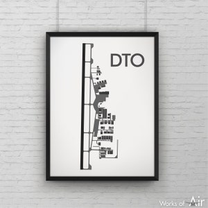 Denton Enterprise Minimal Airport Art Print, DTO Airport Map Poster, Aviation Decor, Texas Minimalist Runway Print, Pilot Gift, Custom